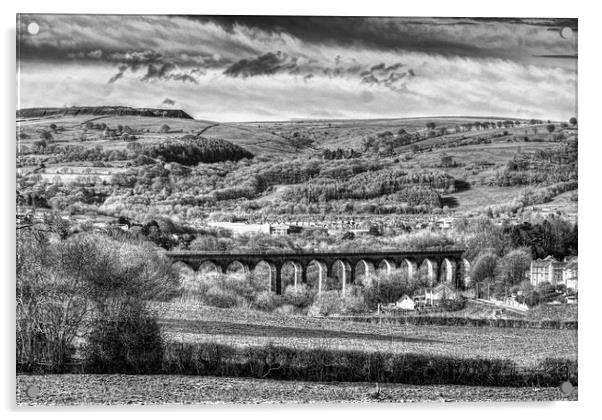 Hengoed Viaduct 2 Monochrome Acrylic by Steve Purnell