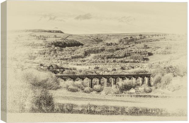 Hengoed Viaduct 2 Antique Canvas Print by Steve Purnell
