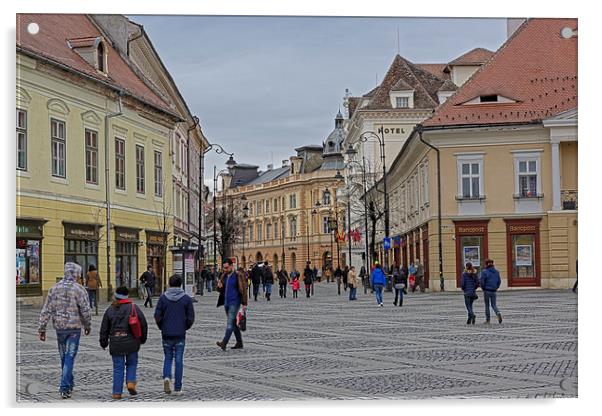 Old Town Sibiu Romania Look toward the center Acrylic by Adrian Bud