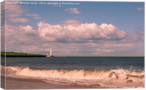 Lighthouse and Waves.............. Canvas Print by Naylor's Photography