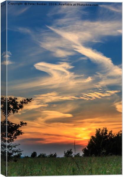 Cirrus Sunset.  Canvas Print by Peter Bunker