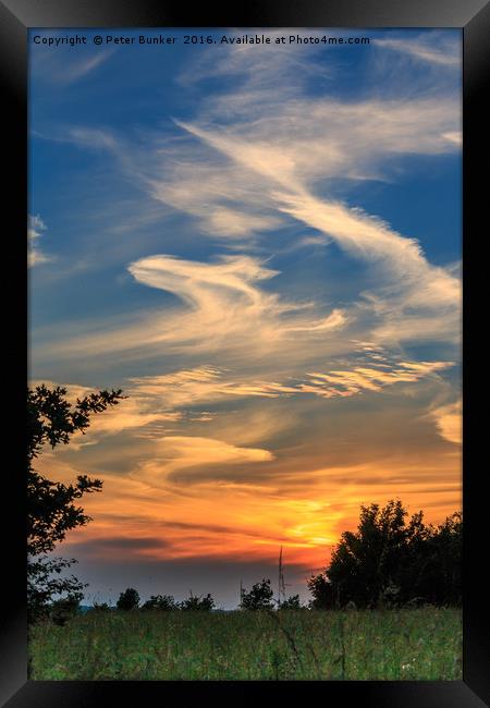 Cirrus Sunset.  Framed Print by Peter Bunker