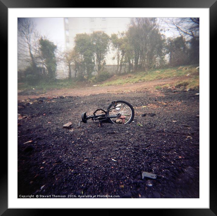 Fog Bike Framed Mounted Print by Stewart Thomson