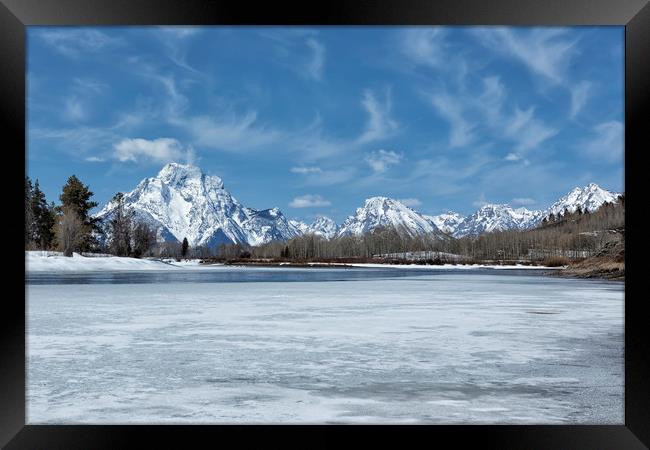 Grand Tetons and Snake River from Oxbow Bend Framed Print by Belinda Greb
