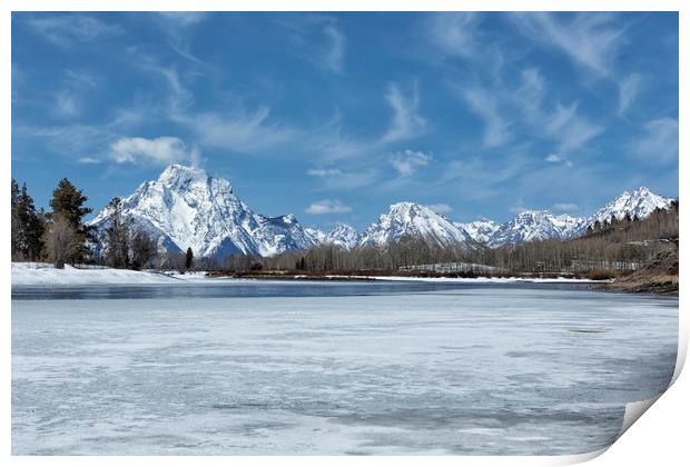 Grand Tetons and Snake River from Oxbow Bend Print by Belinda Greb