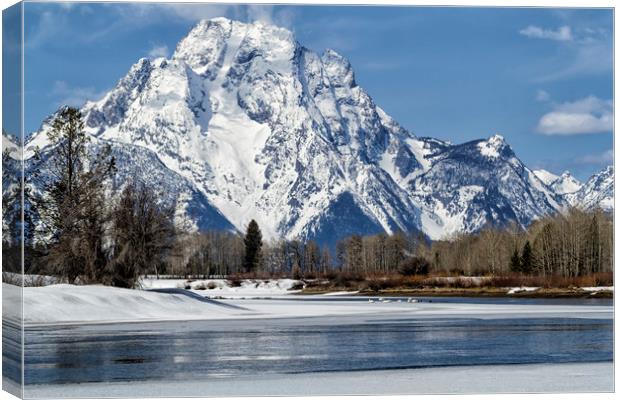 Mt Moran from Oxbow Bend Canvas Print by Belinda Greb