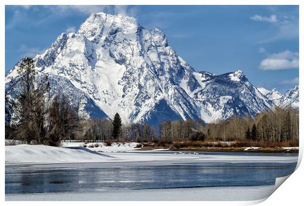 Mt Moran from Oxbow Bend Print by Belinda Greb