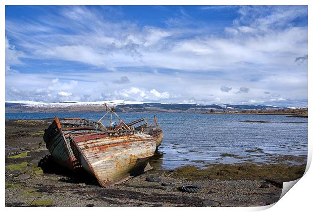 Old Boats on Mull Print by Jacqi Elmslie