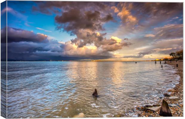 Western Beach Sunset Ryde Canvas Print by Wight Landscapes