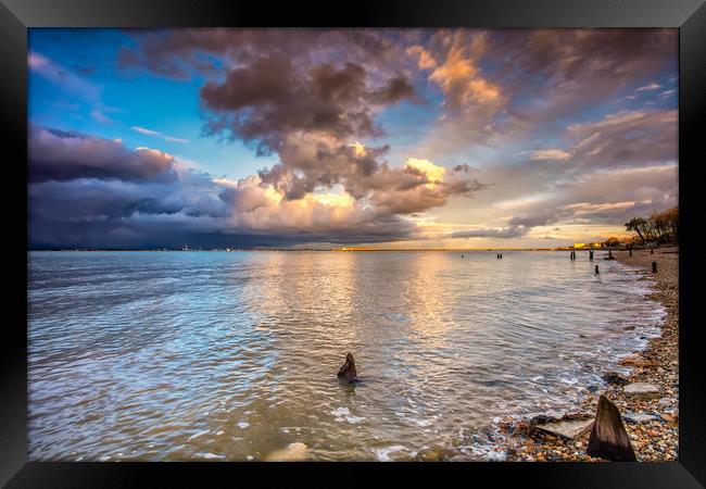 Western Beach Sunset Ryde Framed Print by Wight Landscapes