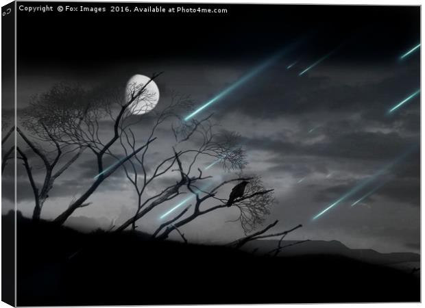  Crow and the Moon skyline Canvas Print by Derrick Fox Lomax