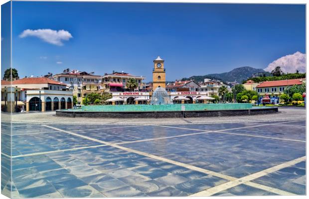 Marmaris Town Square Canvas Print by Valerie Paterson