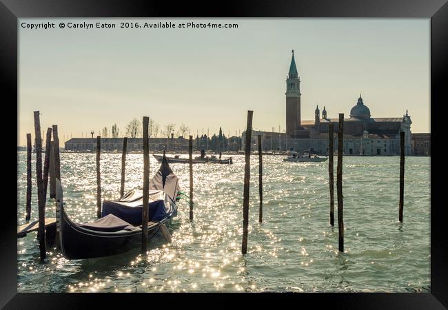 Gondolas in Venice Framed Print by Carolyn Eaton