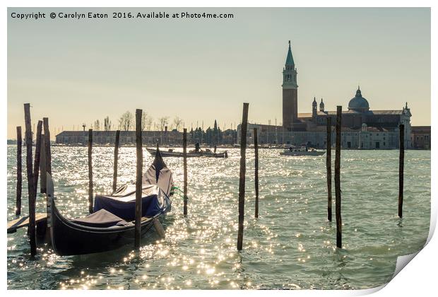 Gondolas in Venice Print by Carolyn Eaton