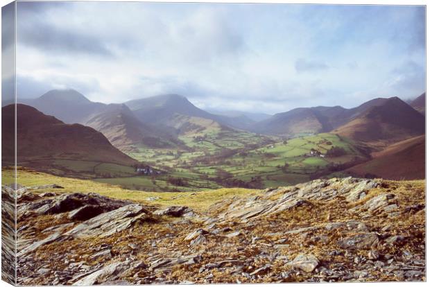 View of mountains on a sunny day. Cumbria, UK. Canvas Print by Liam Grant