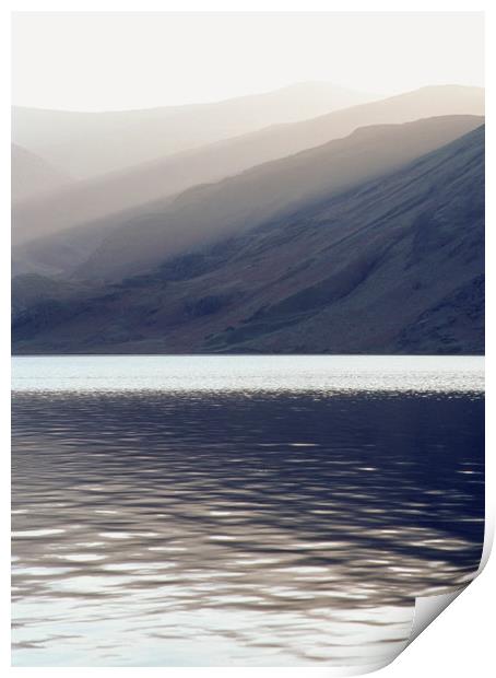 Shafts of sunlight at sunset of Crummock Water. Cu Print by Liam Grant