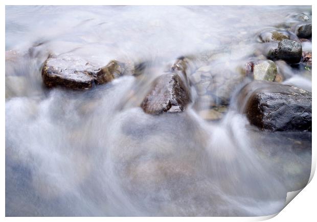 River water flowing between rocks. Cumbria, UK. Print by Liam Grant
