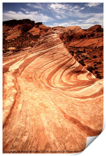 Fire Wave, Valley of Fire State Park, Nevada Print by Martin Williams