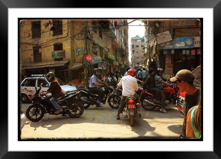 Streetlife in Kathmandu, Nepal. Framed Mounted Print by Sergey Fedoskin