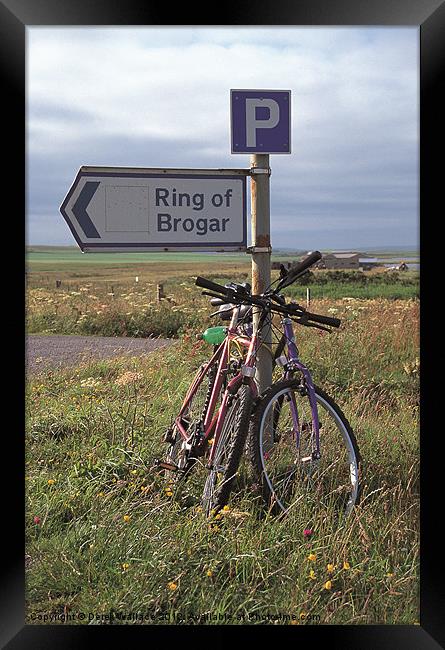 Ring of Brogar sign post Framed Print by Derek Wallace
