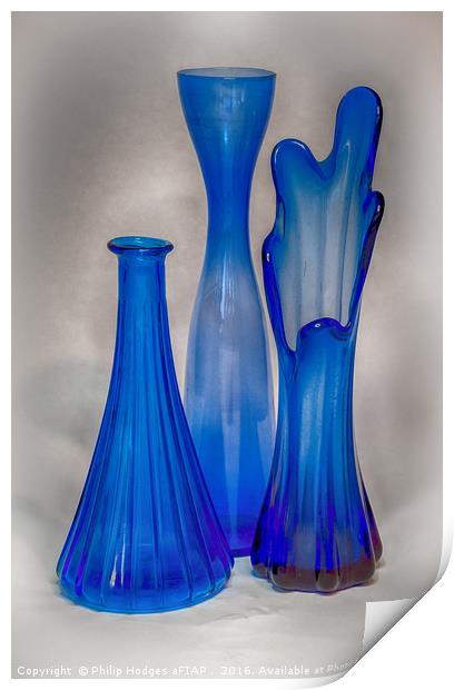 Blue Vases Print by Philip Hodges aFIAP ,