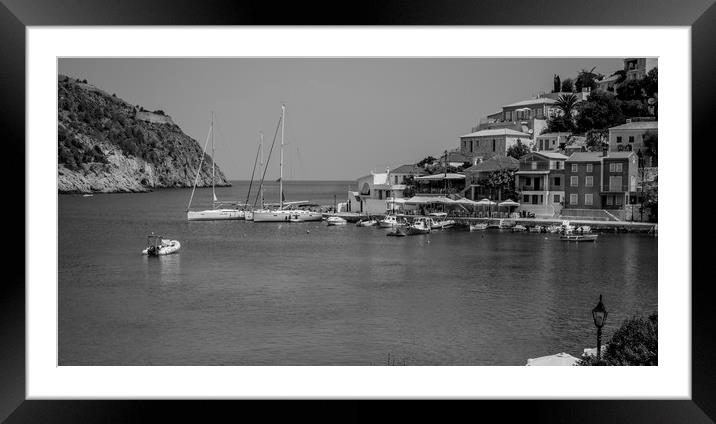 Lazy summer dreams in Assos in Mono.......... Framed Mounted Print by Naylor's Photography