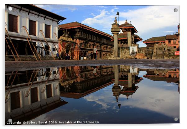 Bhaktapur Durbar Square's reflection on water Acrylic by Sudeep Suwal