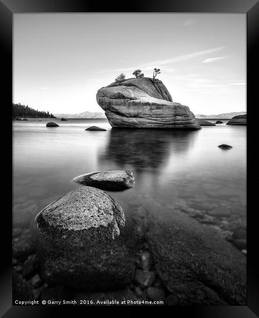 The Bonsai Rock at Lake Tahoe. Framed Print by Garry Smith