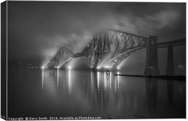 A Foggy Evening at the Forth Rail Bridge. Canvas Print by Garry Smith