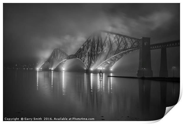 A Foggy Evening at the Forth Rail Bridge. Print by Garry Smith
