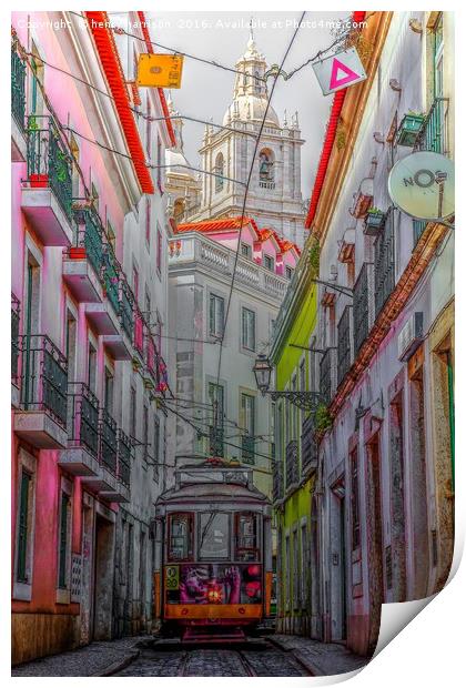 Lisbon Streets Print by henry harrison