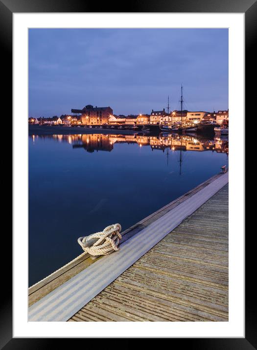 Boats and harbour at dawn twilight. Wells-next-the Framed Mounted Print by Liam Grant