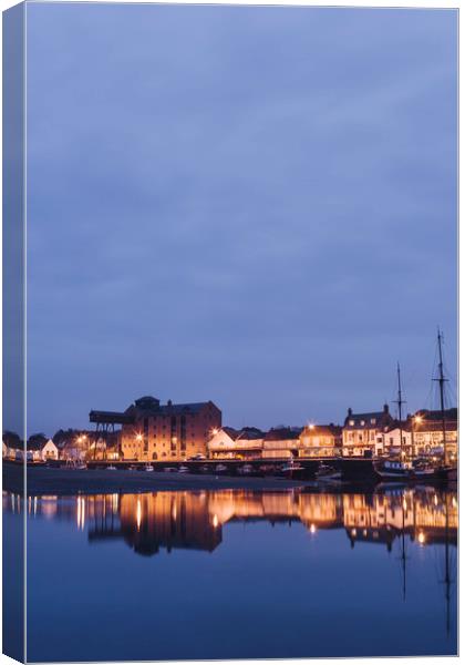 Boats and harbour at dawn twilight. Wells-next-the Canvas Print by Liam Grant
