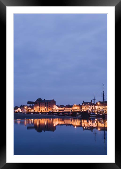 Boats and harbour at dawn twilight. Wells-next-the Framed Mounted Print by Liam Grant
