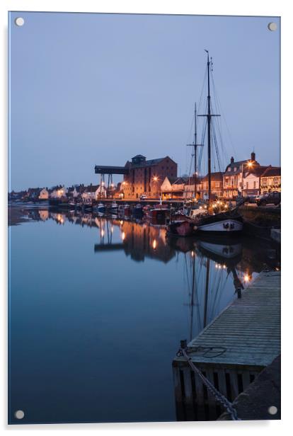 Boats and harbour at dawn twilight. Wells-next-the Acrylic by Liam Grant