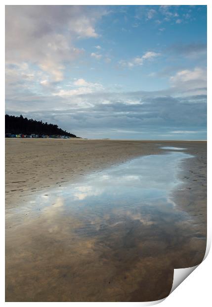 Sunset sky reflected in a water at low tide. Wells Print by Liam Grant