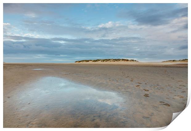 Sunset sky reflected in a water at low tide. Wells Print by Liam Grant