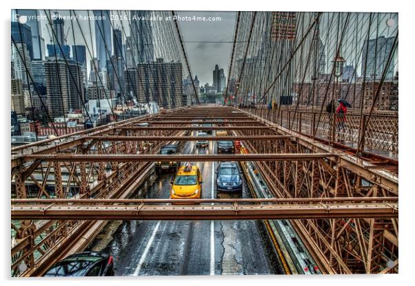 Brooklyn Bridge View Acrylic by henry harrison