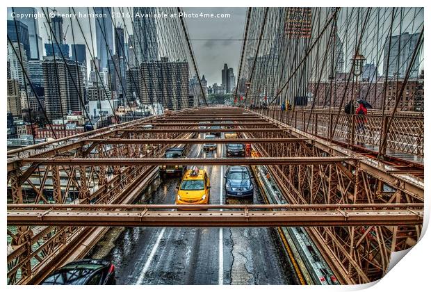 Brooklyn Bridge View Print by henry harrison