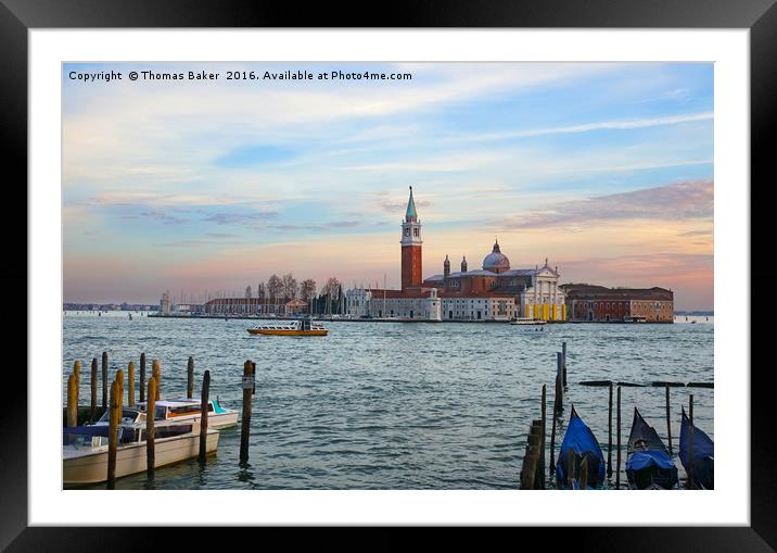 Grand canal in Venice during Evening  Framed Mounted Print by Thomas Baker