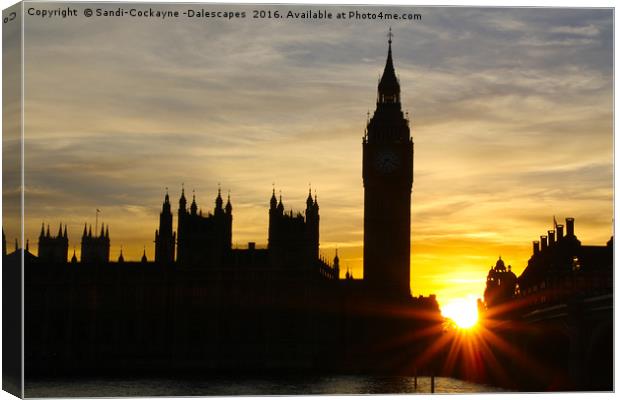 Westminster Silhouette & Sunset Canvas Print by Sandi-Cockayne ADPS