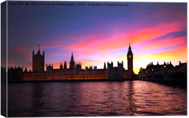 Westminster Sunset Canvas Print by Sandi-Cockayne ADPS