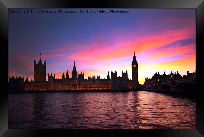 Westminster Sunset Framed Print by Sandi-Cockayne ADPS