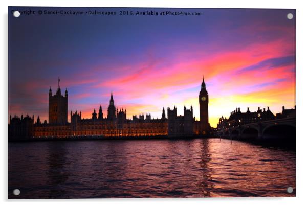 Westminster Sunset Acrylic by Sandi-Cockayne ADPS