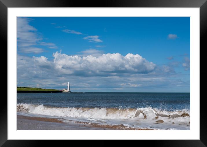 Waves and The Lighthouse............ Framed Mounted Print by Naylor's Photography