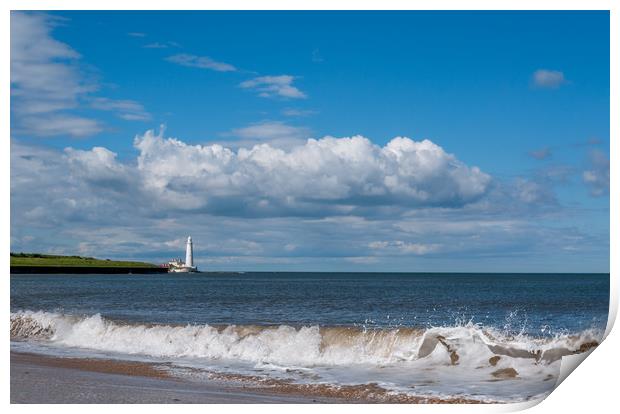 Waves and The Lighthouse............ Print by Naylor's Photography