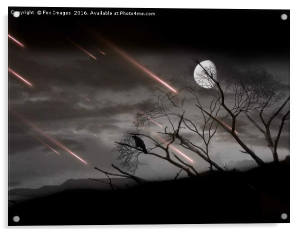  Crow and the Moon skyline Acrylic by Derrick Fox Lomax