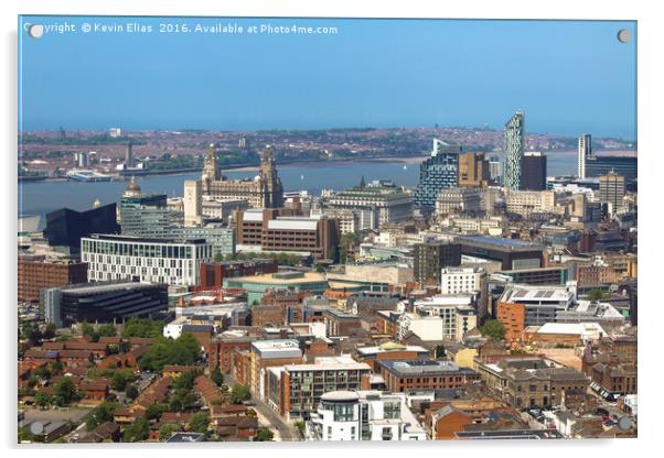 Liverpool city from above Acrylic by Kevin Elias