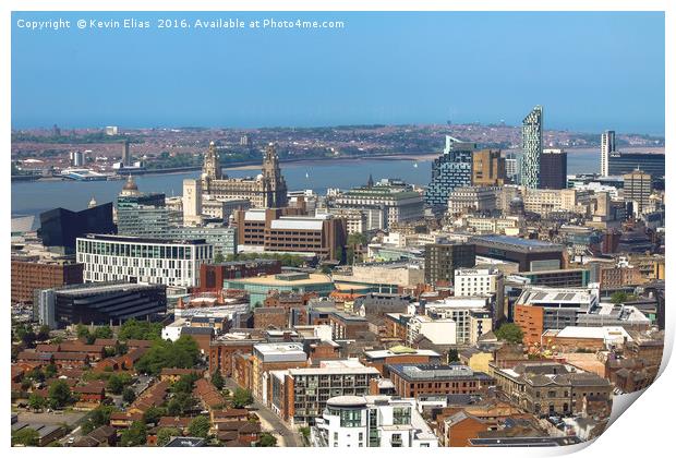 Liverpool city from above Print by Kevin Elias