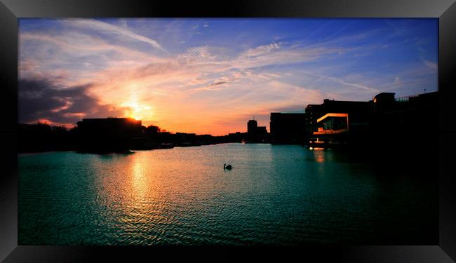 Brayford Pool Sunset - Lincoln  Framed Print by Jon Fixter